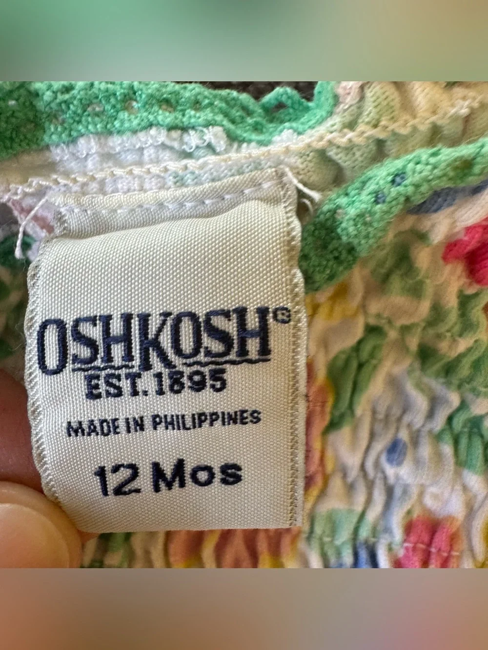Y2K Oshkosh Multicolor pink Green Floral Dress Spaghetti Straps Baby Girl 12M